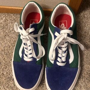 Vans Old Skool Sneakers - Green & Navy with White Stripe